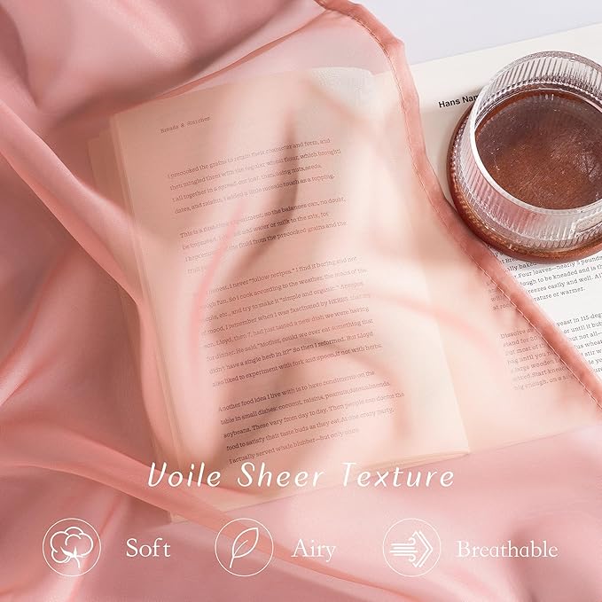 NICETOWN Living Room Coral Pink Sheer Curtains 96 inch Length, Grommet Airy Voile Sheer Drapes Casual Light Filtering Window Treatments for Girls Room, W54 x L96, 2 Panels