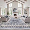 zesthome 10x14 Area Rugs,Stain Resistant Washable Rug,Ultra-Thin Rugs for Living Room,Bedroom,Non-Slip Backing Home Decor Large Area Rug (Blue/Beige,10'x14')