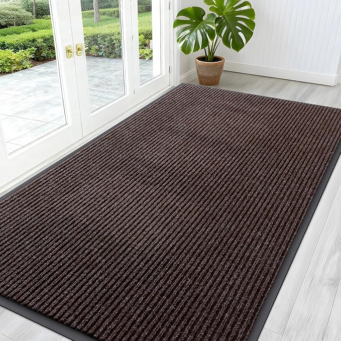 OLANLY Front Door Mat Indoor Outdoor Entrance, Waterproof Heavy Duty Doormat, Fade Resistant, Low Profile, Easy Clean Patio Porch Welcome Floor Mats for Entry, 59x30, Tan