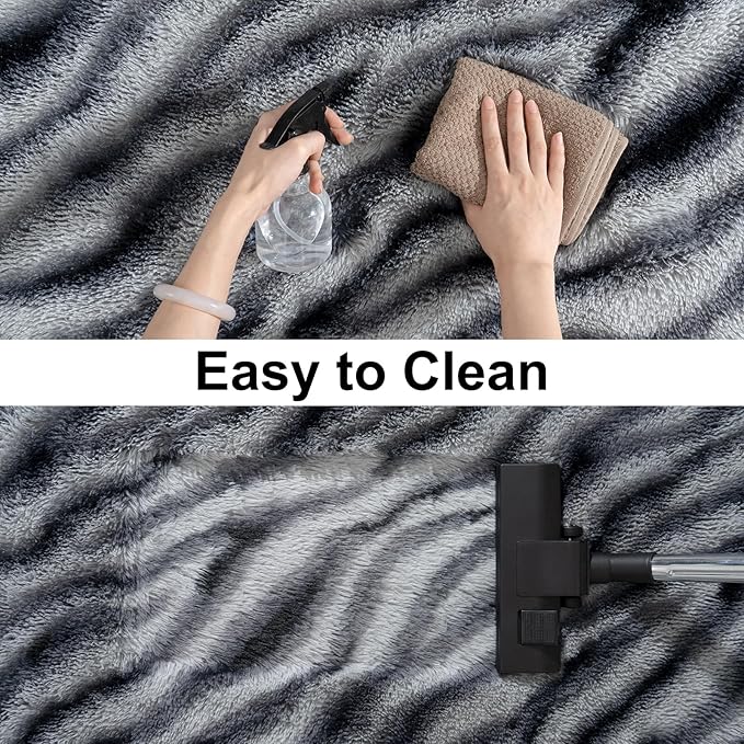 Soft Runner Rugs for Bedroom Hallways, 2x4 Black and White Fluffy Shag Throw Area Rug Non Slip for Bedside Dorm, Long Shaggy Furry Carpet for Nursery Living Room