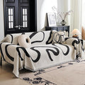 MYSKY HOME Couch Cover for 3 Cushion Couch Sofa Cover, Super Soft Boho Couch Covers for Dogs Washable, Jacquard Sofa Slipcover Furniture Protector for Living Room, 91" x 118", Black Curve