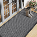Smiry Front Door Mat Outside Entrance, Heavy Duty Natural Rubber Doormat, Non Slip, Trap Dirt and Moisture, Easy Clean, Low Profile Welcome Floor Mats for Indoor Outdoor Entry, 59x23 Inch, Grey