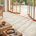Kitchen Runner Rugs Non Skid Washable - 2.5 x 10 Runner Rug with Anti Slip Backing, Ultra-Thin Soft Rug Runner for Hallway, Bedroom, Living Room (2.5'x10', Beige/Ivory)
