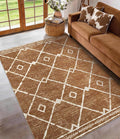 YIHOUSE Western Area Rugs for Living Room 5x7, Moroccan Aztec Burnt Orange Rug, Southwestern Soft Low-Pile Washable Rugs for Bedroom, Dining Room