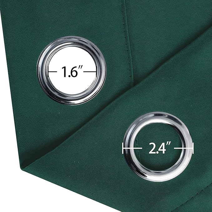 LEMOMO Dark Green Thermal Blackout Curtains/52 x 72 Inch/Set of 2 Panels Room Darkening Curtains for Bedroom