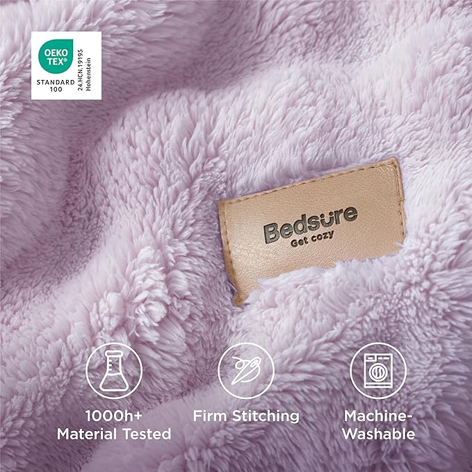 Bedsure 3D Fleece Bubble Blanket for Couch - GentleSoft Purple Throw Blanket for Sofa Bed Room Decor - Luxury Soft Cozy Gifts for Kids, Lightweight, All Seasons, Light Purple, 50"×60"