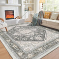 OPPODREAM Soft 10x14 Area Rugs, Washable Rugs 10x14 with Non Slip Backing, Low-Pile Faux Cashmere 10 x 14 Carpet, Greenish Grey