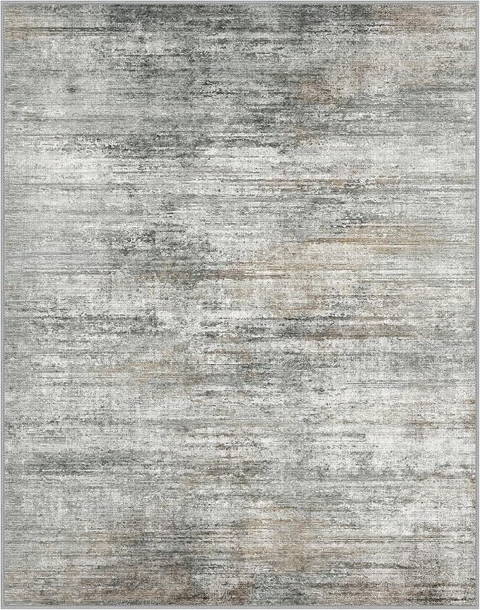 BEIMO Area Rugs 9x12 for Living Room Bedroom, Modern Abstract Machine Washable Rug, Large Soft Low Pile Floor Cover with Non Slip Backing for Dining Room, Ash Gray Brown