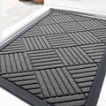 OLANLY Front Door Mat Outside Entrance 33x21, Absorbent, Heavy Duty Sturdy Natural Rubber Doormat Indoor Outdoor, Stain and Fade Resistant, Non-Slip Low Profile Floor Mat for Entryway, Grey Diamond