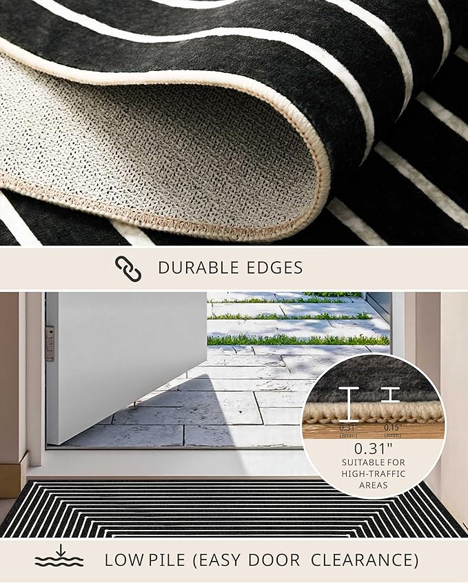Latte&Fog 8x10 Area Rugs for Living Room, Large Modern Abstract Washable Rug, Boho Non Slip Low Pile Carpet for Indoor Bedroom Dining Room, Office, Dorm, Classroom, Farmhouse and Kids Room