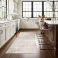 Washable 3x5 Kitchen Area Rug: Non-Slip Abstract Water-Resistant Entryway Doormat Soft Sink Fridge Bedroom Carpet Low Pile Stain-Resistant Bathroom Laundry Neutral Faded Floor Mat(3X5,Beige/Cream)