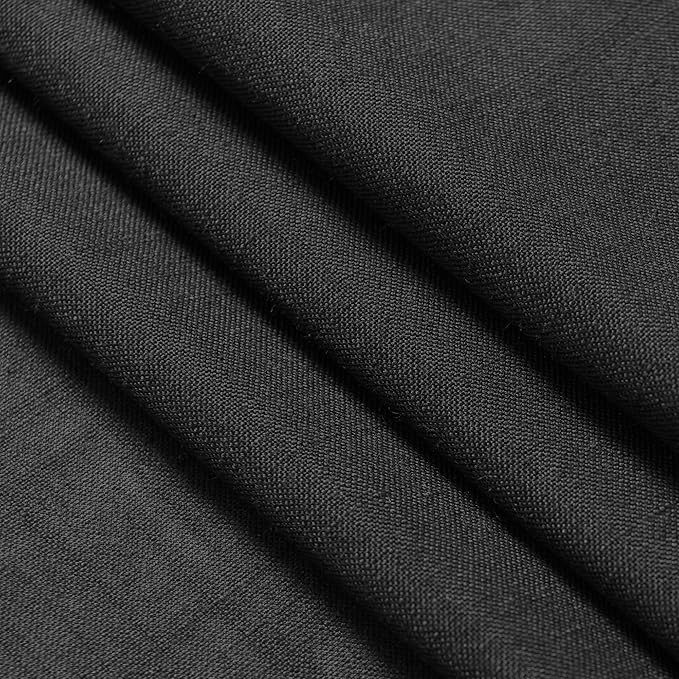 Nanspring Black Linen Sheer Curtains 54 Inch Length 2 Panel Set Back Tab Pocket Semi Sheer Light Filtering Short Curtain Soft Elegant Aesthetic Small Window Drapes for Bathroom 52x54 inches Long