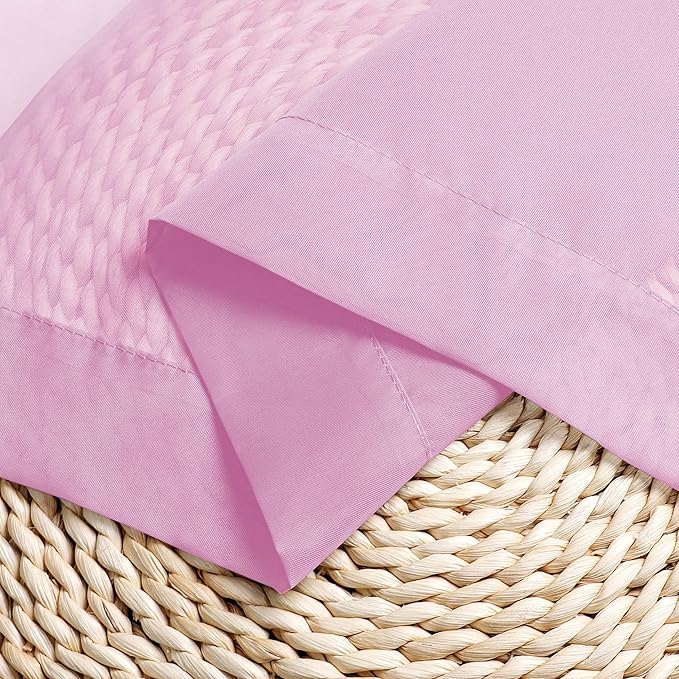 Chyhomenyc Pink Sheer Curtains 54 Inch Long 2 Panels, Light Filtering Rod Pocket Voile Short Curtains Drapes for Living Room Bedroom Small Windows, 42Wx54L Inches