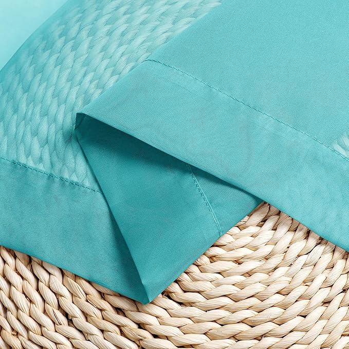 Chyhomenyc Sheer Turquoise Tier Curtains 24 Inch Length, Small Window Curtains Treatment for Bathroom Living Room Basement, Short Rod Pocket Cafe Curtain, 42W x 24L Inches, 2 Panels