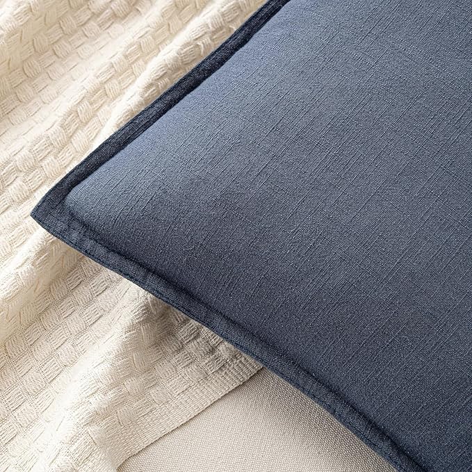 MIULEE Decorative Pillow Covers 20x20 Inch Indigo Blue Boho Farmhouse Neutral Couch Throw Pillows for Bed Pack of 2 Accent Coastal Modern Pillowcase Summer Sofa Livingroom Home Decor
