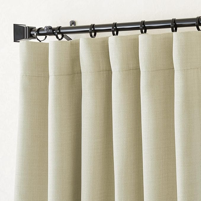 NICETOWN Room Darkening Living Room Curtains 96 inches Long, Pinch Pleated Curtains Faux Linen Blend Light Blocking Noise Canceling Drapes for Bedroom, Linen Beige, W52 x L96, 2 Panels