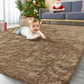 OLANLY Area Rugs for Living Room Bedroom, Machine Washable 4x5.9 ft Soft Fluffy Shaggy Bedside Rug, Indoor Floor Carpet for Kids Girls and Boys, Dorms, Nursery Rooms, Home Decor Aesthetic, Taupe