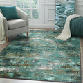 BEIMO Machine Washable Rug 8x10 Area Rugs for Living Room Bedroom, Large Turquoise Abstract Area Rug Soft Throw Rugs, Low-Pile Floor Carpet with Non Slip Rubber Backing