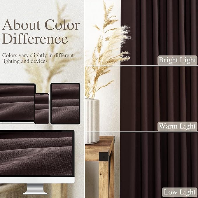 Coffee Brown Linen Curtains 90 inch Length for Living Room/Bedroom Textured Semi Sheer Linen Drapes Country Window Treatment Farmhouse Drop Cloth Curtain 90 inches for Dinning Room 2 Panels