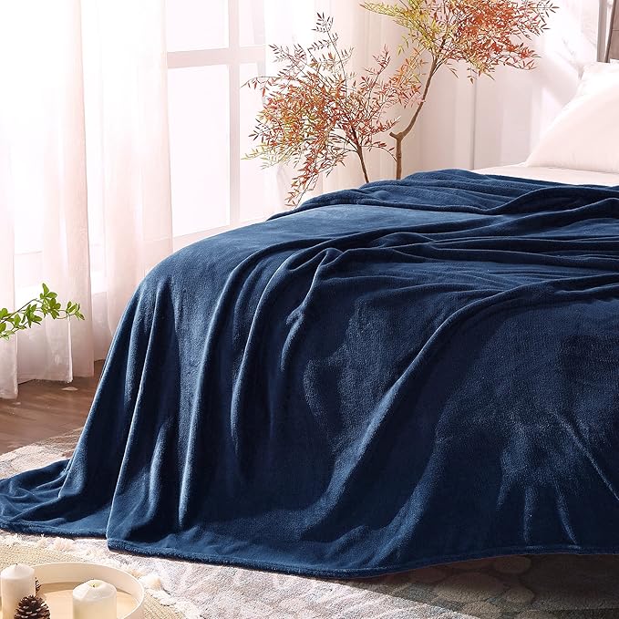 BEDELITE Fleece Blanket Navy Blue Throw Blankets for Couch & Bed, Luxury Plush Cozy Fuzzy Blanket 50" x 60", Super Soft Warm Lightweight Throw Blanket for Travel Camping