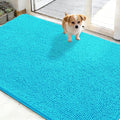 OLANLY Dog Door Mat for Muddy Paws 48x30, Absorbs Moisture and Dirt, Absorbent Non-Slip Washable Doormat, Quick Dry Chenille Mud Mat for Dogs, Entry Indoor Entryway Carpet for Inside Floor, Aqua Blue