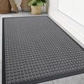 Smiry Front Door Mat Outside Entrance, Heavy Duty Natural Rubber Doormat, Non Slip, Trap Dirt and Moisture, Easy Clean, Low Profile Welcome Floor Mats for Indoor Outdoor Entry, 59x34 Inch, Grey