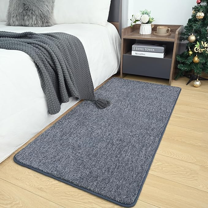 AROGAN Small Washable Area Rugs for Bedroom, 2×4 Runner Rug with Memory Foam for Hallway, Non Slip Fluffy Carpet Indoor Rug Runner for Kitchen, Bedside, Entryway Bathroom Home Decor, Navy Blue