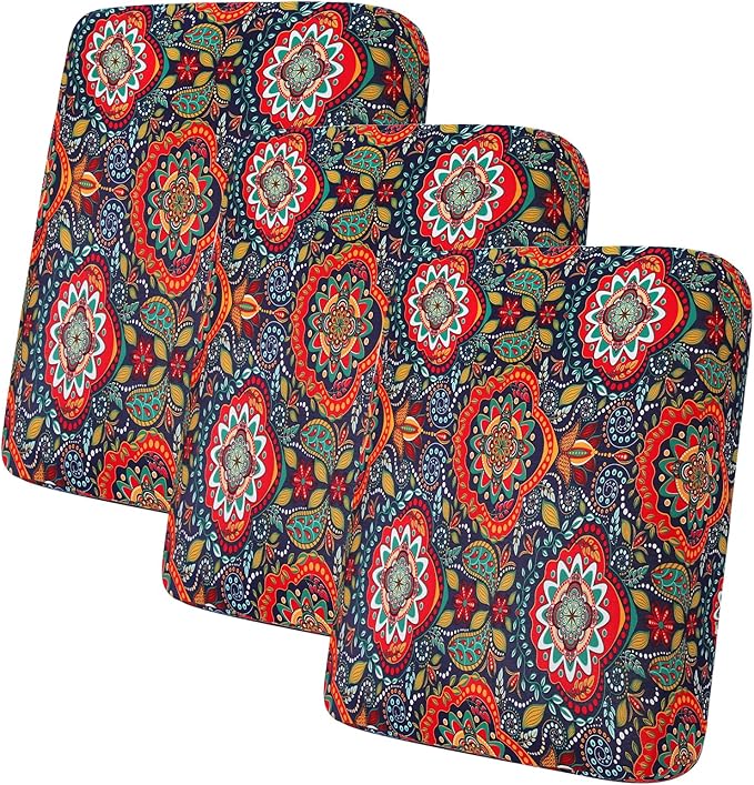 hyha Printed Couch Cushion Covers, Floral Sofa Covers Washable for 3 Cushion Couch, Stretch Pattern Outdoor Cushion Covers for Patio Furniture with Elastic Bottom(3 Packs, Mandala Floral)