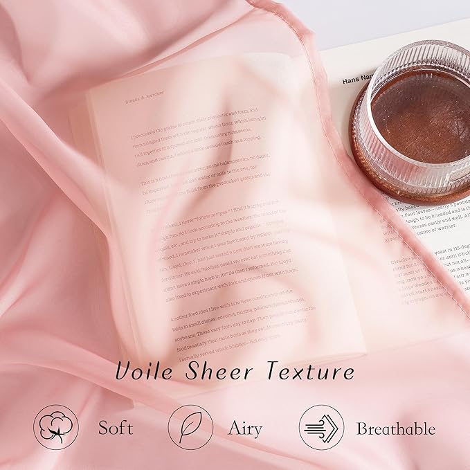 NICETOWN Baby Pink Sheer Curtains 96 Inches Long, Grommet Airy & Lightweight Window Treatments Translucent Elegant Drapes for Living Room/Bedroom, W54 x L96, 2 Panels