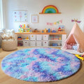 ONASAR Rainbow Round Area Rugs 6ft, Fluffy Soft Bedroom Circle Rug for Kids Girls Boys Teen Room, Plush Shaggy Floor Carpet Mats for Dorm Nursery Living Room Playroom Home Decor Aesthetic