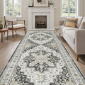 Madane 4x12 Wide Hallway Runners: Washable Runner Rug for Entryway Living Room Soft Vintage Non Slip Carpet Runner for Kitchen Dining Room Nursery Bedroom Thin Area Rug (Black,4x12ft)
