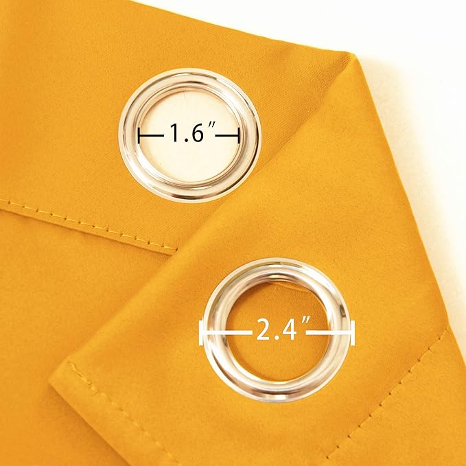 LEMOMO Yellow Blackout Curtains 34 x 84 Inches Long/Set of 2 Curtain Panels/Thermal Insulated Room Darkening Blackout Curtains for Bedroom