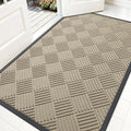 OLANLY Front Door Mat Outside Entrance 59x34, Absorbent, Heavy Duty Sturdy Natural Rubber Doormat Indoor Outdoor, Stain and Fade Resistant, Non-Slip Low Profile Floor Mat for Entryway, Beige Diamond