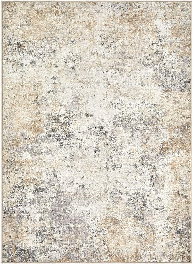 UERMEI 4x6 Area Rug Living Room Rugs - Washable Neutral Modern Abstract Soft Thin Rug Indoor Floor No Slip Rug Carpet for Bedroom Under Dining Table Home Office Decor - Golden Grey