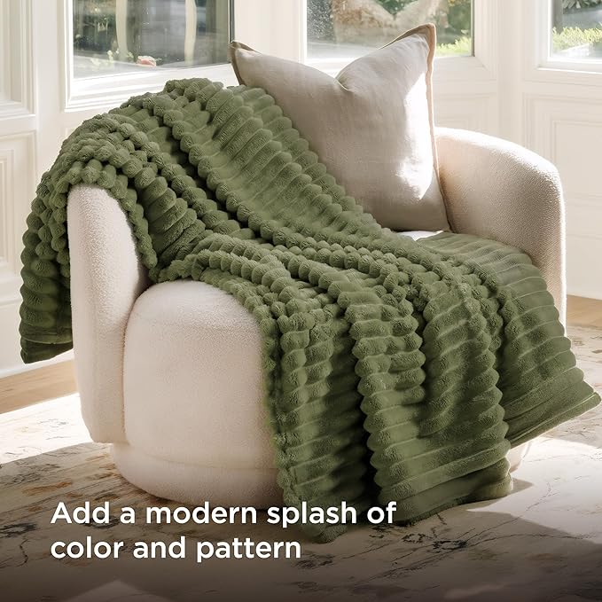 Bedsure GentleSoft Christmas Throw Blanket for Couch - Cozy Soft Blankets for Women, Cute Small Fleece Christmas Throws Gifts for Teens Girls Room Home Decor, Moss, 50x60 Inches