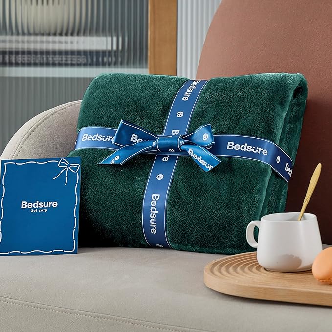 Bedsure GentleSoft Fleece Blanket Twin Size Emerald Green - 300GSM Lightweight Plush Fuzzy Cozy Soft Warm Blanket for Bed, Sofa, Couch, Travel, Camping, 60x80 inches