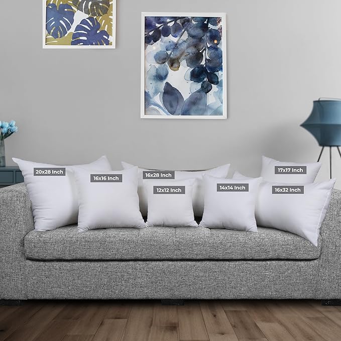 Utopia Bedding 16x16 Pillow Inserts, Set of 2, White – Indoor Decorative Throw Pillows for Bed, Sofa & Couch – Soft, Supportive & Fluffy Cushion Inserts