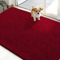 OLANLY Dog Door Mat for Muddy Paws 50x30, Absorbs Moisture and Dirt, Absorbent Non-Slip Washable Doormat, Quick Dry Chenille Mud Mat for Dogs, Entry Indoor Entryway Carpet for Inside Floor, Red