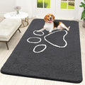 OLANLY Dog Door Mat for Muddy Paws 59x35, Paw Print Design, Absorbs Moisture and Dirt, Absorbent Non-Slip Washable Doormat, Quick Dry Chenille Mud Mat for Dogs, Entry Indoor Entryway Carpet, Dark Grey