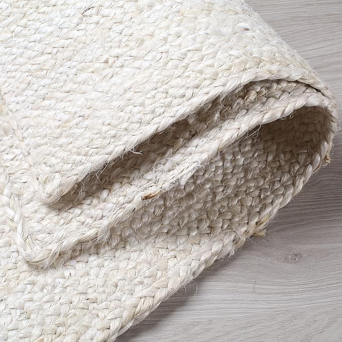 Hausattire Hand Woven Jute Braided Rug, 3'x5' – Off White, Reversible Boho Entry Area Rugs for Kitchen, Living Room I Farmhouse Indoor Outdoor Decorative Floor Rug, 36x60 Inches