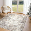 UERMEI Square Area Rugs : Washable 5x5 Neutral Modern Abstract Carpet for Living Room Bedroom - Soft Floor Mat with Non Slip Backing for Kitchen Nursery Dorms Farmhouse Home Decor - Brown Grey