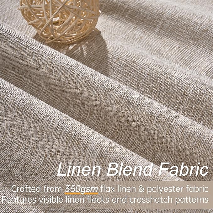 Topfinel 54 Inches Long Short Small Window Blackout Curtains Boho Farmhouse Linen Heat Blocking&Soundproof Room Darkening Curtains Back Tab Pleated with Hooks Fall Home Decor(52" Wx54 L 2 Panels)