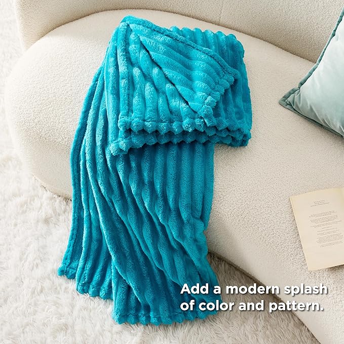 Bedsure GentleSoft Teal Fleece Blanket for Couch - Cozy Soft Blankets for Women, Cute Small Throws for Girls, 50x60 Inches