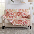 Great Bay Home Reversible Floral Patchwork Loveseat Furniture Protector - Machine Washable, Scalloped Edge, Stain Resistant, Printed Furniture Cover for Dogs, Kids, and Pets (Burgundy/Taupe)