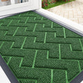 OLANLY Front Door Mat Indoor Outdoor Entrance, Waterproof All-Season, All-Weather Doormat, Sturdy Natural Rubber, Low Profile, Easy Clean Patio Porch Entryway Mat, Herringbone Brick (Green, 35x23)