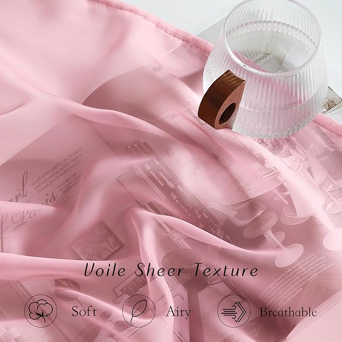 NICETOWN Voile Sheer Pink Curtains 90 inches Long for Girls Room, Grommet Casual Window Treatments with Light Filtering Airy & Elegant for Bedroom/Living Room, W54 x L90
