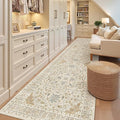 Madane Hallway Rug 3x10, Kitchen Rugs Washable Entryway Rug 10ft Vintage Kitchen Runners Non Slip Indoor Area Rug Farmhouse Carpet Runner for Bathroom Living Room Bedroom, Beige/Blue