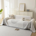 Couch Cover for Dogs, Boho Sofa Covers for 3 Cushion Couch, Chenille Sofa Slipcover for Pets Washable, L-Shape Sectional Couch Loveseat Cover Soft Throw Blankets with Tassels(71x102,Arc Grey)