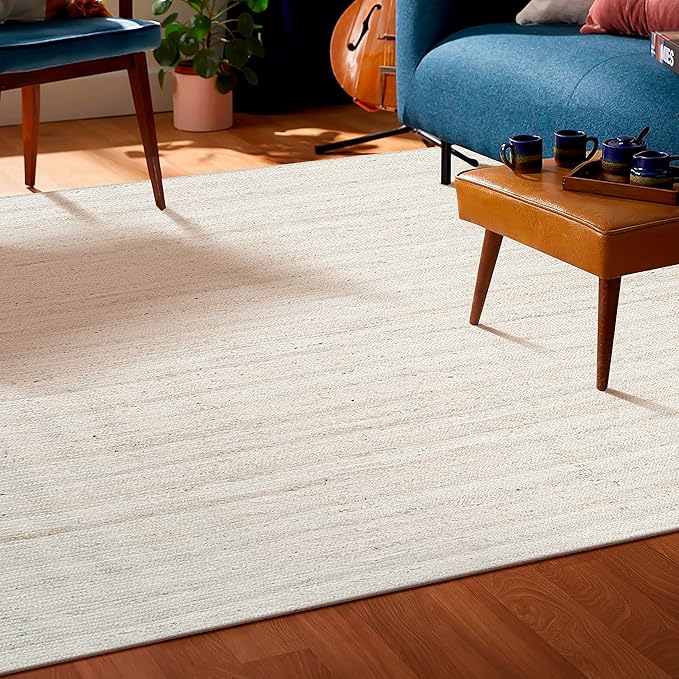 Hausattire Hand Woven Jute Braided Rug, 3'x5' – Off White, Reversible Boho Entry Area Rugs for Kitchen, Living Room I Farmhouse Indoor Outdoor Decorative Floor Rug, 36x60 Inches