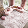 UERMEI 8x10 Area Rug Living Room Rugs - Washable Neutral Modern Abstract Soft Thin Large Rug Indoor Floor No Slip Rug Carpet for Bedroom Under Dining Table Home Office Decor - Pink
